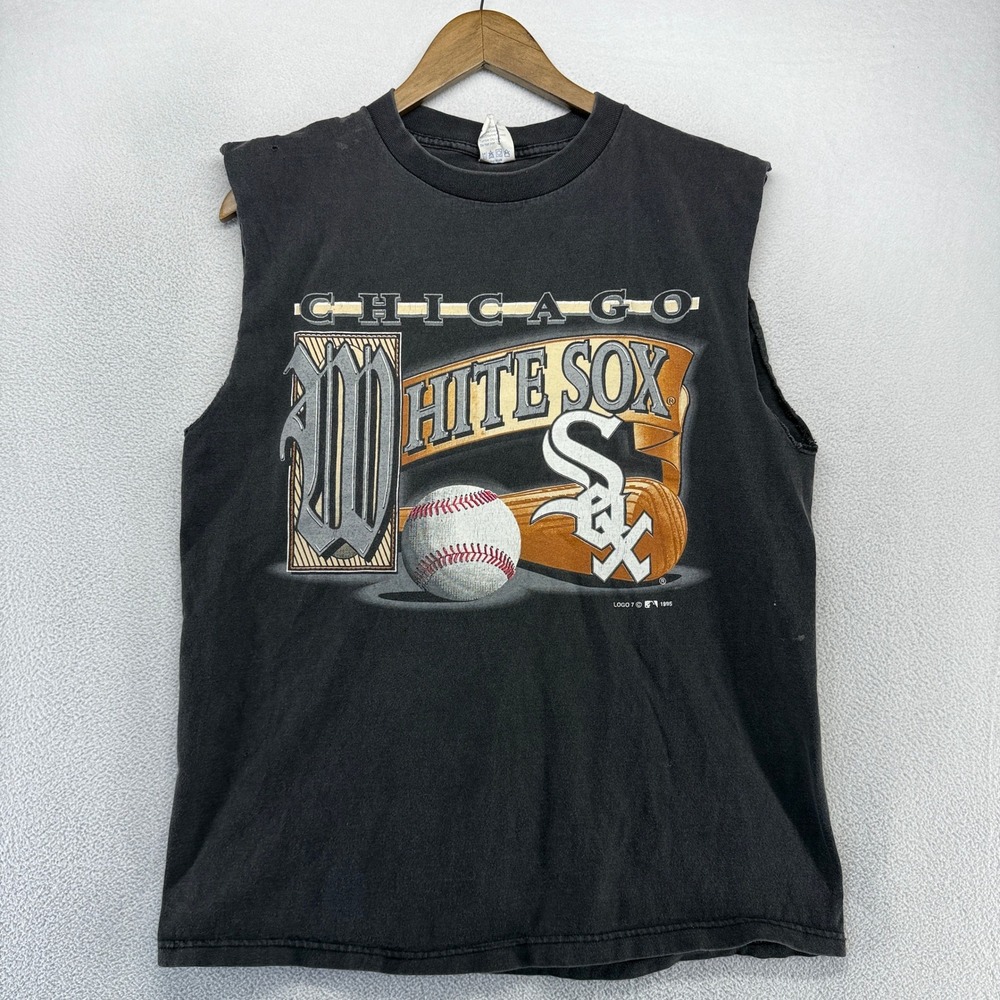 Vintage Chicago White Sox Shirt Men's Large Graphic Cut Off Sleeveless 90s USA